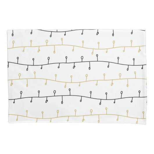 Modern zwart gouden kerstlichten patroon kussensloop (Voorkant)