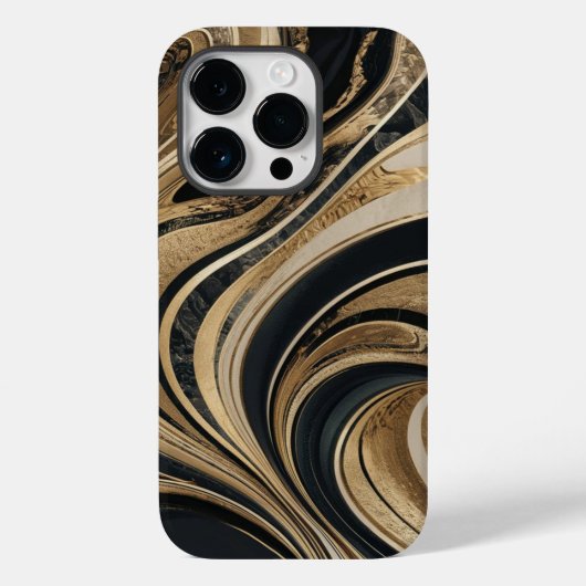 Modern Zwart Gouden Marmer Cool Case-Mate iPhone Case (Achterkant)