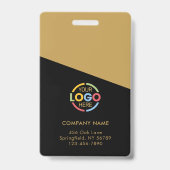 Modern Zwart Gouden Personeelsfoto Bedrijfslogo  Badge (Achterkant)