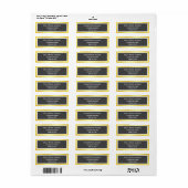 Modern zwart gouden verloop Lijst retouradres Etiket (Full Sheet)