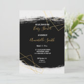 Modern zwart-gouden Waterverf Geome Baby shower Kaart (Staand voorkant)