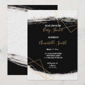 Modern zwart-gouden Waterverf Geome Baby shower Kaart (Voorkant / Achterkant)