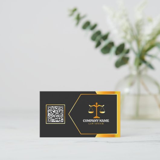 Modern zwart, gouden wet Kantoor Justice schaal Ad Visitekaartje (Staand voorkant)