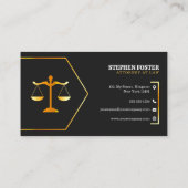 Modern zwart, gouden wet Kantoor Justice schaal Ad Visitekaartje (Achterkant)