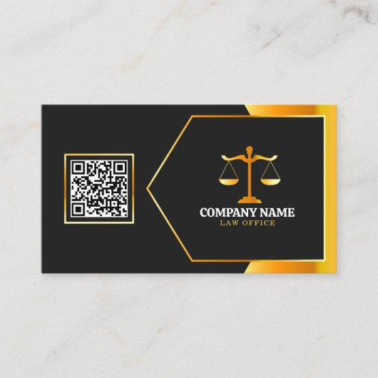 Modern zwart, gouden wet Kantoor Justice schaal Ad Visitekaartje (Voorkant)