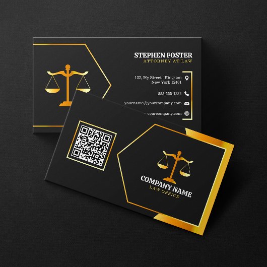 Modern zwart, gouden wet Kantoor Justice schaal Ad Visitekaartje