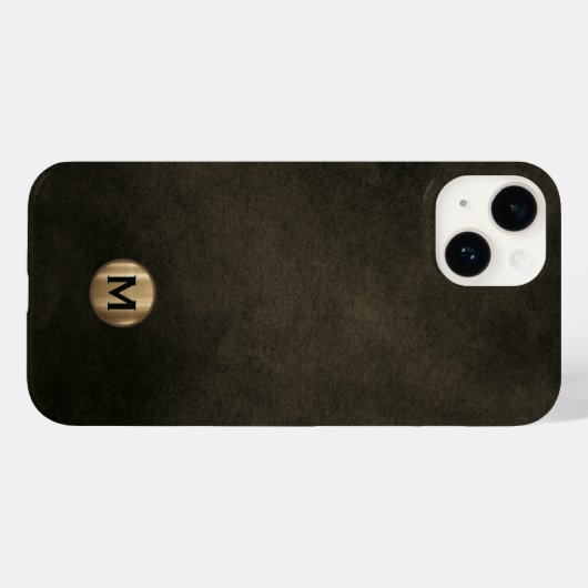 Modern zwart goudmonogram Case-Mate iPhone case (Achterkant (horizontaal))