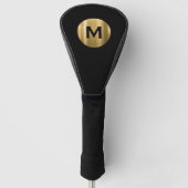 Modern zwart goudmonogram golfheadcover (Voorkant)