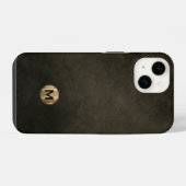Modern zwart goudmonogram iPhone hoesje (Achterkant horizontaal)