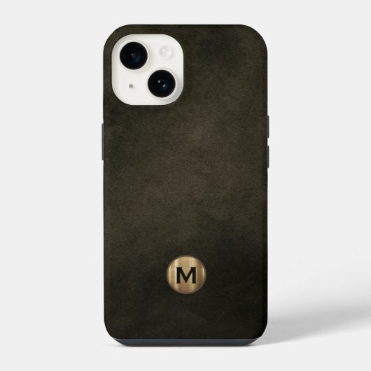 Modern zwart goudmonogram iPhone hoesje (Achterkant)