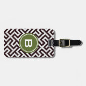 Modern zwart Griekse sleutel geometrisch patroon m Bagagelabel (Voorkant horizontaal)