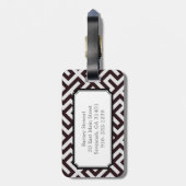 Modern zwart Griekse sleutel geometrisch patroon m Bagagelabel (Achterkant verticaal)