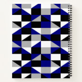 modern zwart grijs blauw geometrisch patroon met n notitieboek (Achterkant)