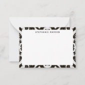 Modern Zwart Grijs Decoratieve Border Flat Note Ka Notitiekaartje (Voorkant)