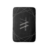 Modern zwart grijs elegant wit monogram script badmat (Voorkant Verticaal)