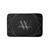 Modern zwart grijs elegant wit monogram script badmat (Voorkant)