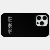 Modern zwart grijs feministisch script, monogramed Case-Mate iPhone case (Achterkant (horizontaal))