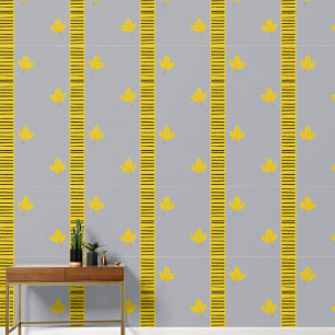 Modern Zwart, grijs & geel esdoornblad home decor Behang