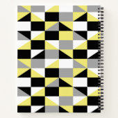 Modern zwart grijs geel geometrisch patroon notitieboek (Achterkant)