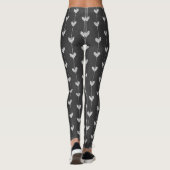 Modern zwart-grijs glitter-hartritmepatroon leggings (Achterkant)