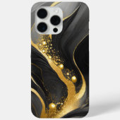 Modern Zwart Grijs Goud Elegant Marmer Case-Mate iPhone Case (Achterkant)