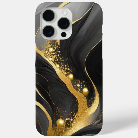 Modern Zwart Grijs Goud Elegant Marmer Case-Mate iPhone Case (Achterkant)