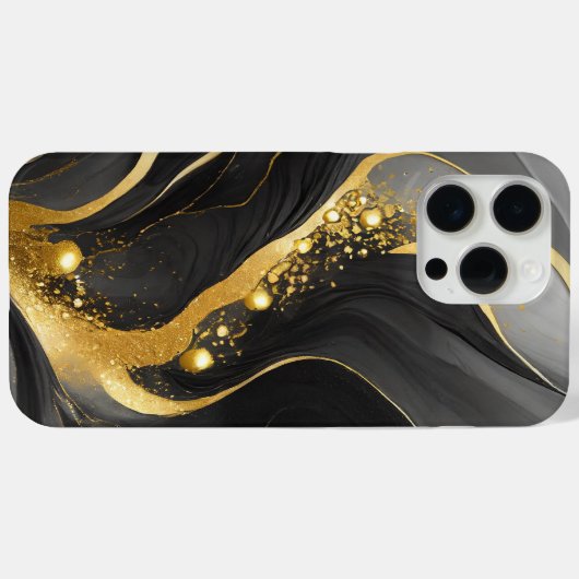 Modern Zwart Grijs Goud Elegant Marmer Case-Mate iPhone Case (Achterkant (horizontaal))