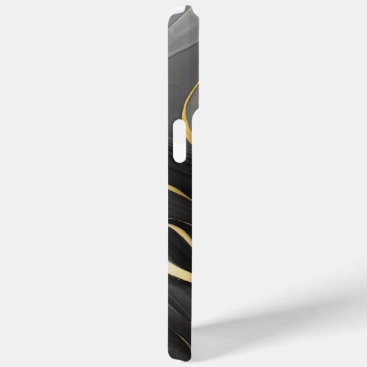 Modern Zwart Grijs Goud Elegant Marmer Case-Mate iPhone Case (Achterkant / Rechts)