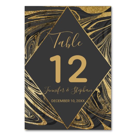 Modern Zwart Grijs Goud Marmeren Werveltafel Numme Kaart (Voorkant)