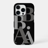 Modern Zwart & Grijs initiaal minimal modern iPhone Hoesje (Achterkant)
