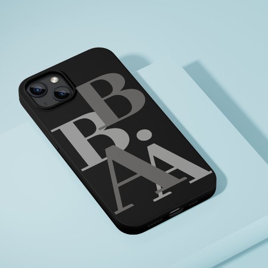 Modern Zwart & Grijs initiaal minimal modern iPhone Hoesje