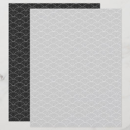 Modern zwart grijs Japans golven geometrisch patro