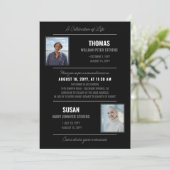 Modern Zwart Grijs Leven Viering Dubbel Memorial Kaart (Staand voorkant)