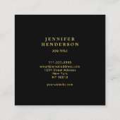 Modern zwart grijs marmer en goud professional vierkante visitekaartje (Achterkant)
