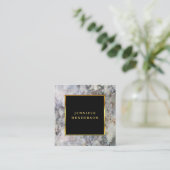 Modern zwart grijs marmer en goud professional vierkante visitekaartje (Staand voorkant)