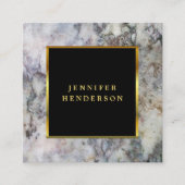 Modern zwart grijs marmer en goud professional vierkante visitekaartje (Voorkant)