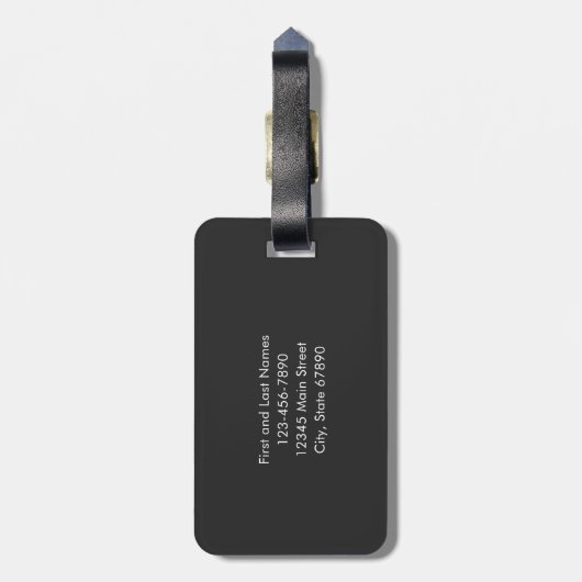 Modern Zwart Grijs Naam toevoegen Monogram Geperso Bagagelabel (Achterkant verticaal)