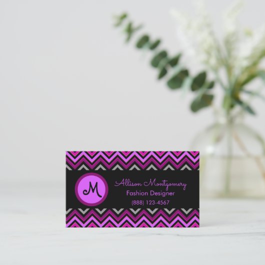 Modern zwart, grijs, Paars, roze en warm roze Visitekaartje (Staand voorkant)