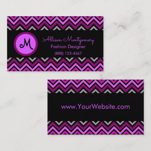 Modern zwart, grijs, Paars, roze en warm roze Visitekaartje (Voorkant / Achterkant)