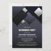 Modern Zwart Grijs Pensioenfeest Kaart (Voorkant)