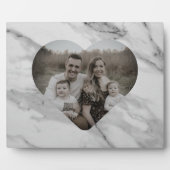 Modern zwart grijs roze marmeren hart fotoplaat (Voorkant)