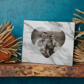 Modern zwart grijs roze marmeren hart fotoplaat (Zijkant)