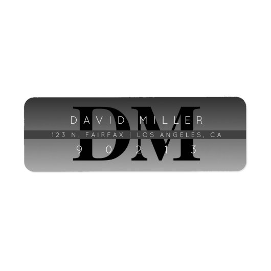 Modern zwart grijs verloop retouradres etiket (Voorkant)