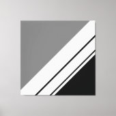 Modern Zwart Grijs Wit Diagonaal Racing Stripes Canvas Afdruk (Voorkant)