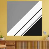Modern Zwart Grijs Wit Diagonaal Racing Stripes Canvas Afdruk (Insitu (Woonkamer))