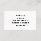 Modern zwart grijs wit graniet marmeren steen visitekaartje (Achterkant)