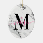 Modern zwart grijs wit marmer patroon kalligrafie keramisch ornament (Rechts)