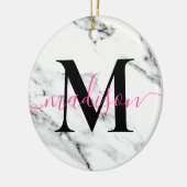 Modern zwart grijs wit marmer patroon kalligrafie keramisch ornament (Links)