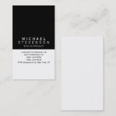 Modern Zwart Grijs Wit Plain Visitekaartje (Voorkant / Achterkant)