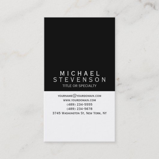 Modern Zwart Grijs Wit Plain Visitekaartje (Voorkant)